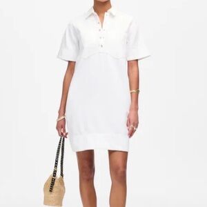 NWT Madewell White Denim Popover Dress Mini Size Medium